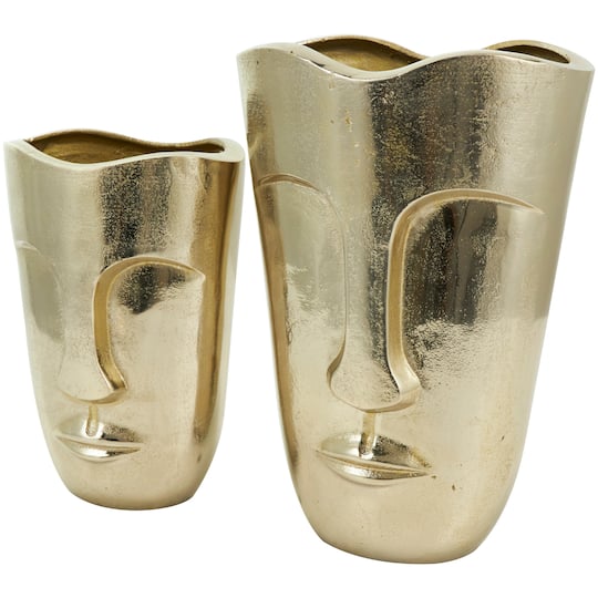 Gold Glam Aluminum Face Vase Set